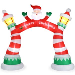 10ft Lighted Inflatable Santa Claus Archway with Lanterns – Outdoor Christmas Decoration