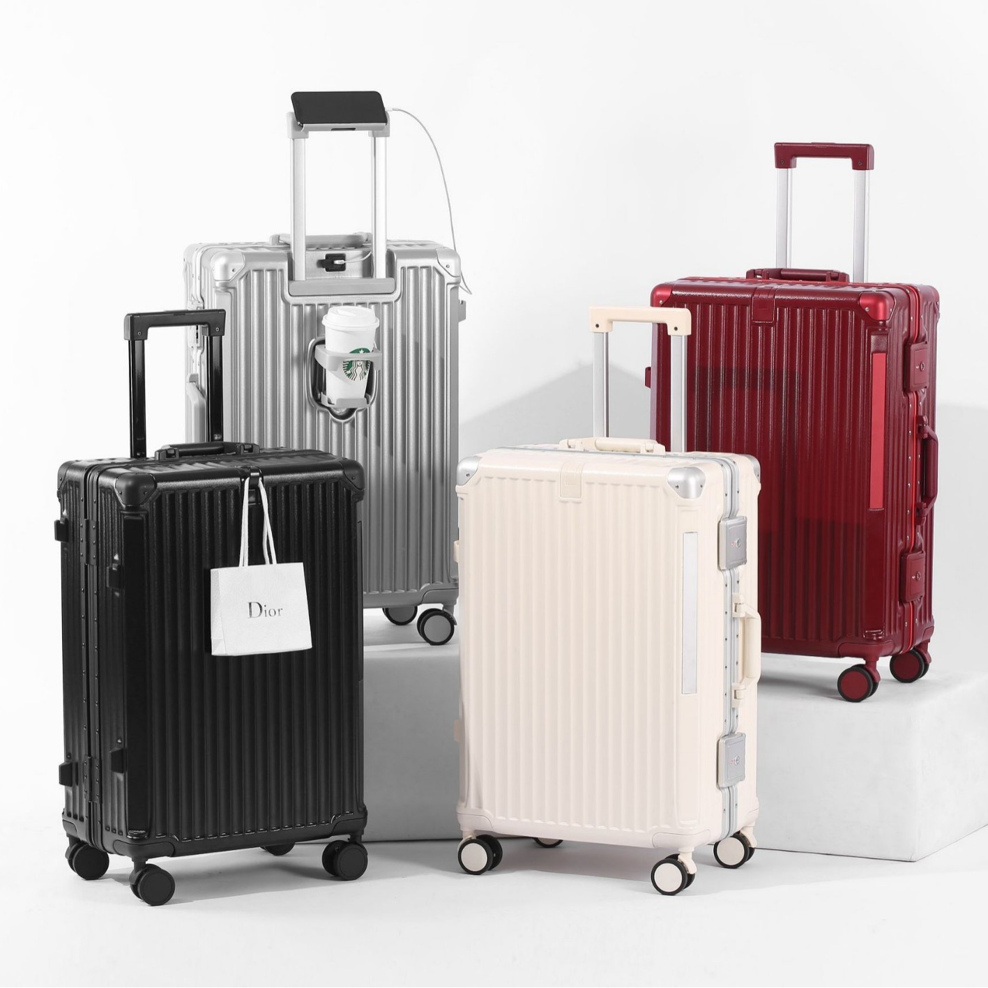 Aluminum-frame Carry-on Suitcase Drop-resistant Trolley Case Travel Luggage - Image 4