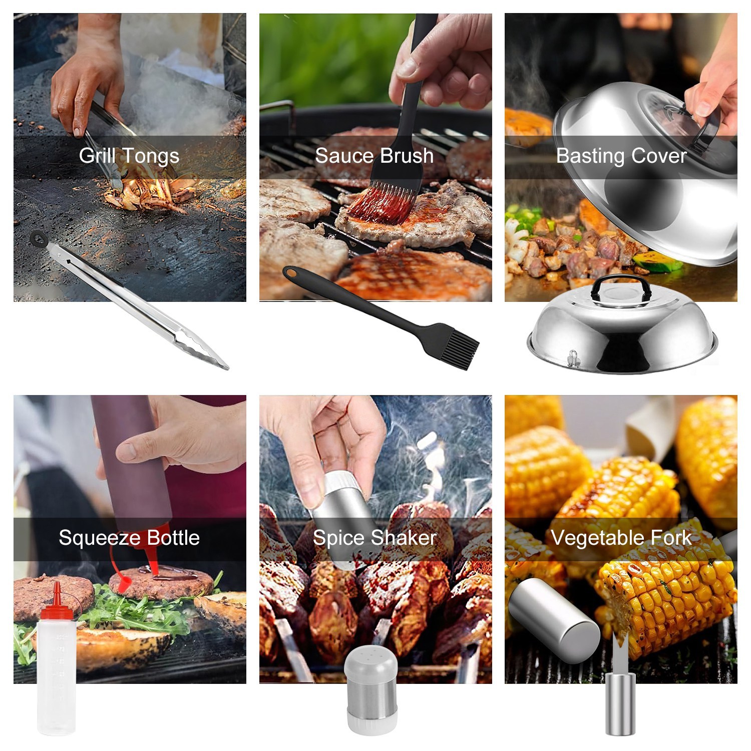 31Pcs Griddle Accessories Kit Flat Top Grill Accessories For Camp Chef With Spatulas Griddle Press Basting Cover Spice Shakers Vegetable Forks Steel Sticks Egg Rings Storage Bag - Image 7