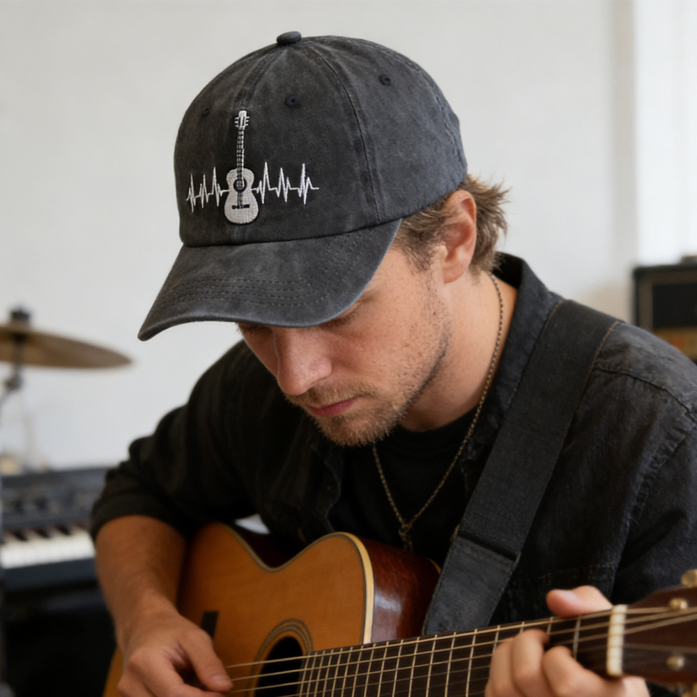 2pcs Guitar Accessories Baseball Cap Guitar Hat Gifts For Women Men, Adjustable Embroidered Wash Cotton Baseball Cap - Image 10