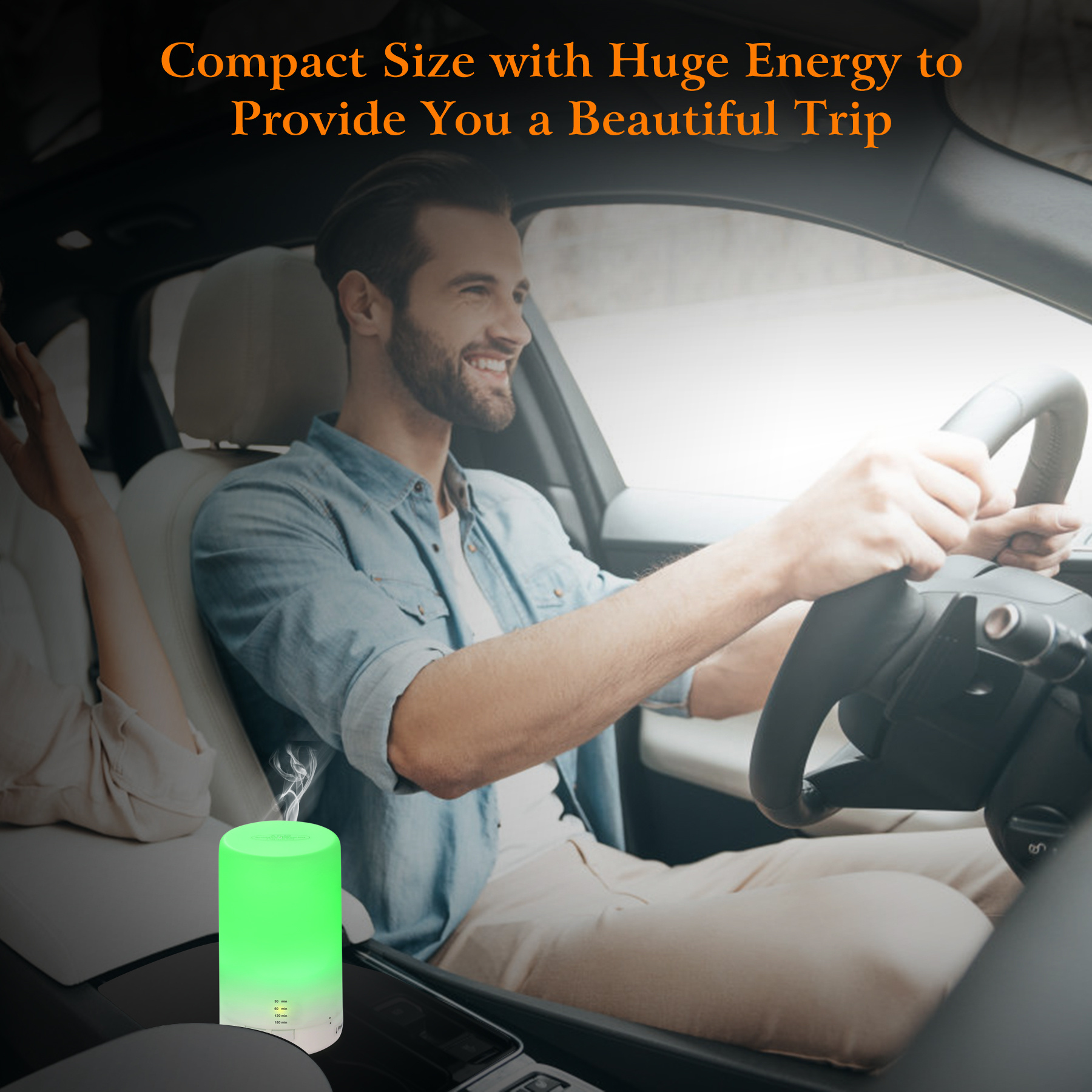 1Pc Mini Cool Mist Humidifier Ultrasonic Aroma Essential Oil Diffuser With 7 Color LED Lights 4 Timer Settings For Office Home Room Vehicle Study Yoga Spa - Image 4