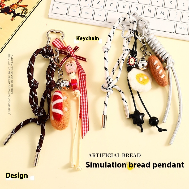 Felt Bread Keychain Accessories Schoolbag Pendant Small Jewelry