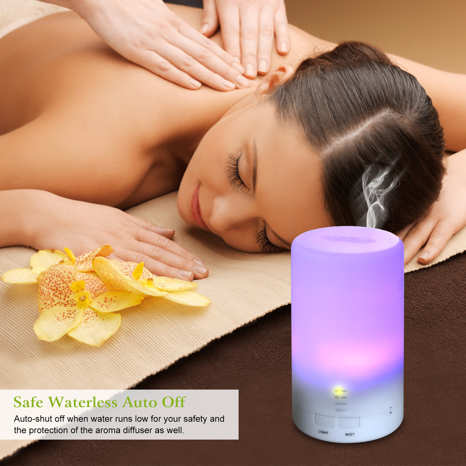 1Pc Mini Cool Mist Humidifier Ultrasonic Aroma Essential Oil Diffuser With 7 Color LED Lights 4 Timer Settings For Office Home Room Vehicle Study Yoga Spa - Image 5