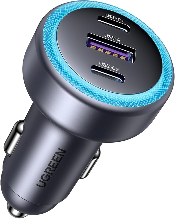 UGREEN Car Charger Fast Charging 30W 3Ports 2USB C+USB A Power Car Adapter