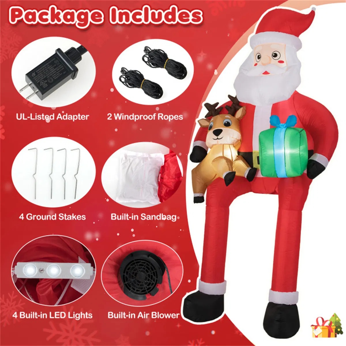 9.5ft Inflatable Sitting Santa with LED Lights – Outdoor Christmas Decor - Image 3