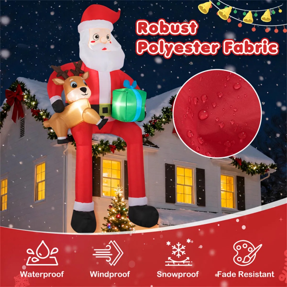 9.5ft Inflatable Sitting Santa with LED Lights – Outdoor Christmas Decor - Image 5