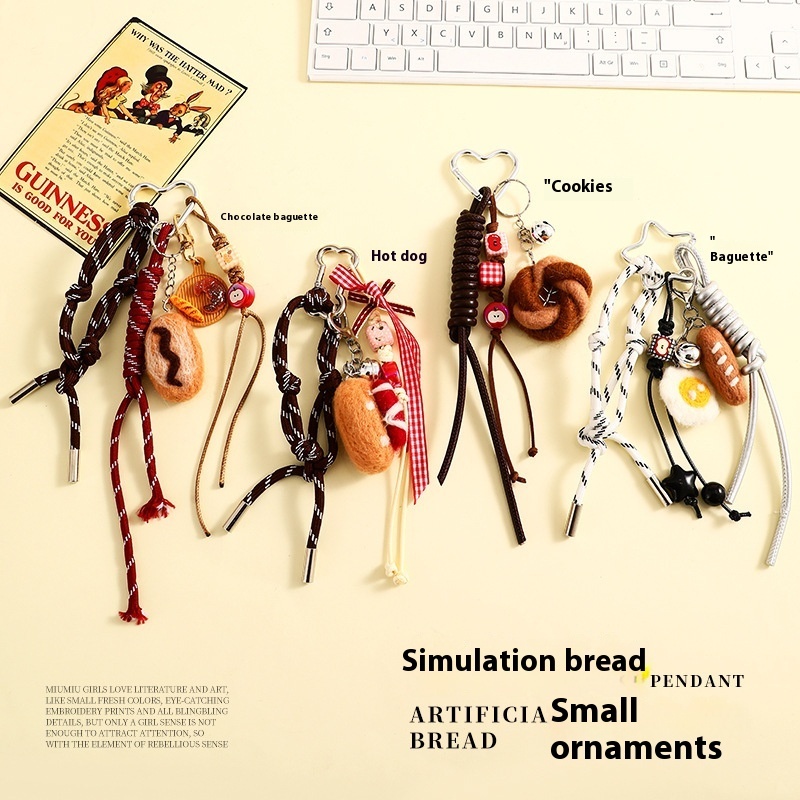 Felt Bread Keychain Accessories Schoolbag Pendant Small Jewelry - Image 3