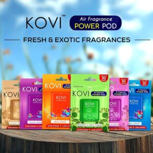 KOVI Air Fragrance Power Pod for Bathroom and Car, Long-Lasting Fragrance, Infused with Essential Oils, Lasts Up to 30 Days, Pack of 6 (10g Each)