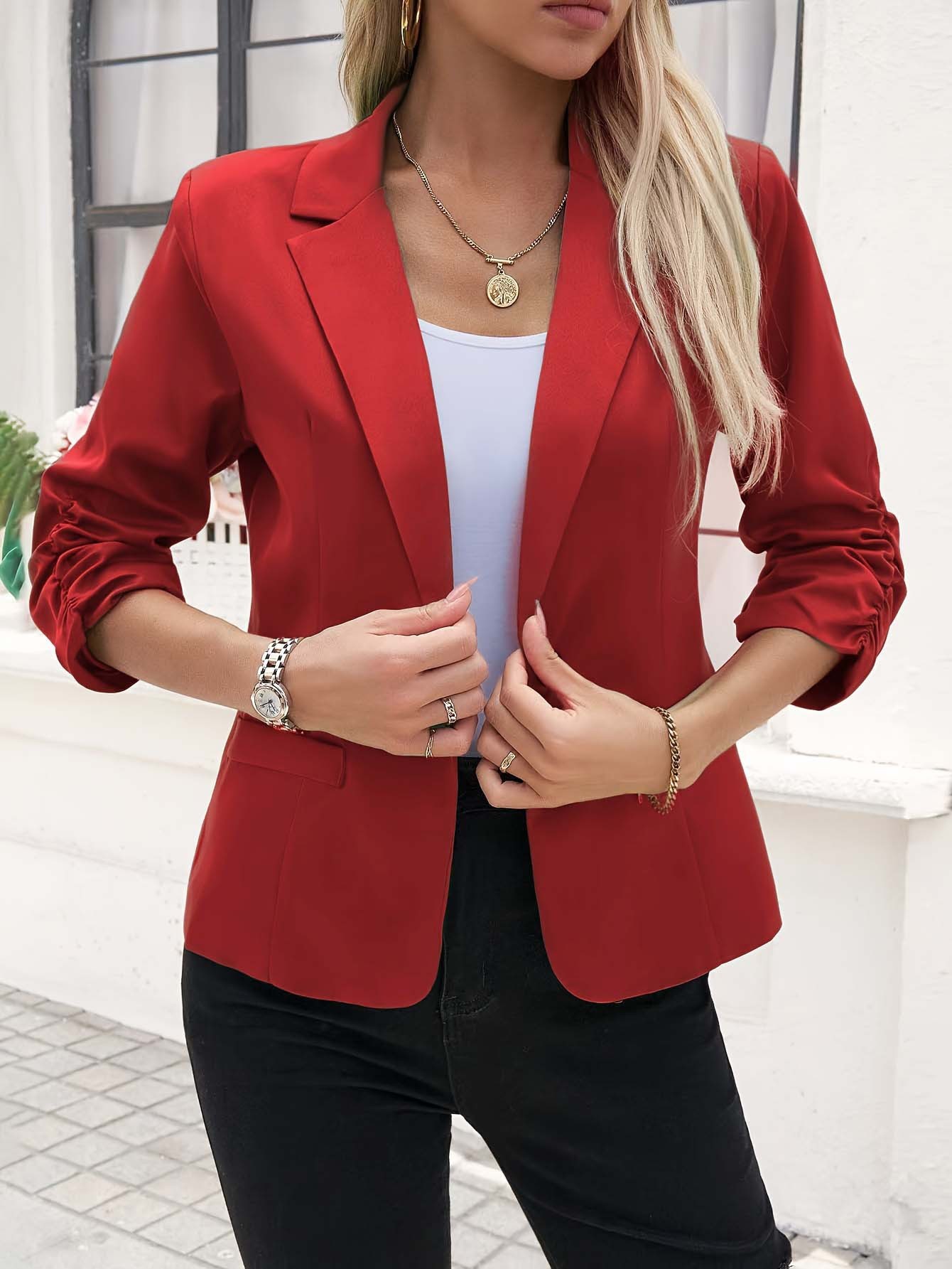Women's Business Suit Jacket 34 Sleeve Business Casual Jacket - Image 8