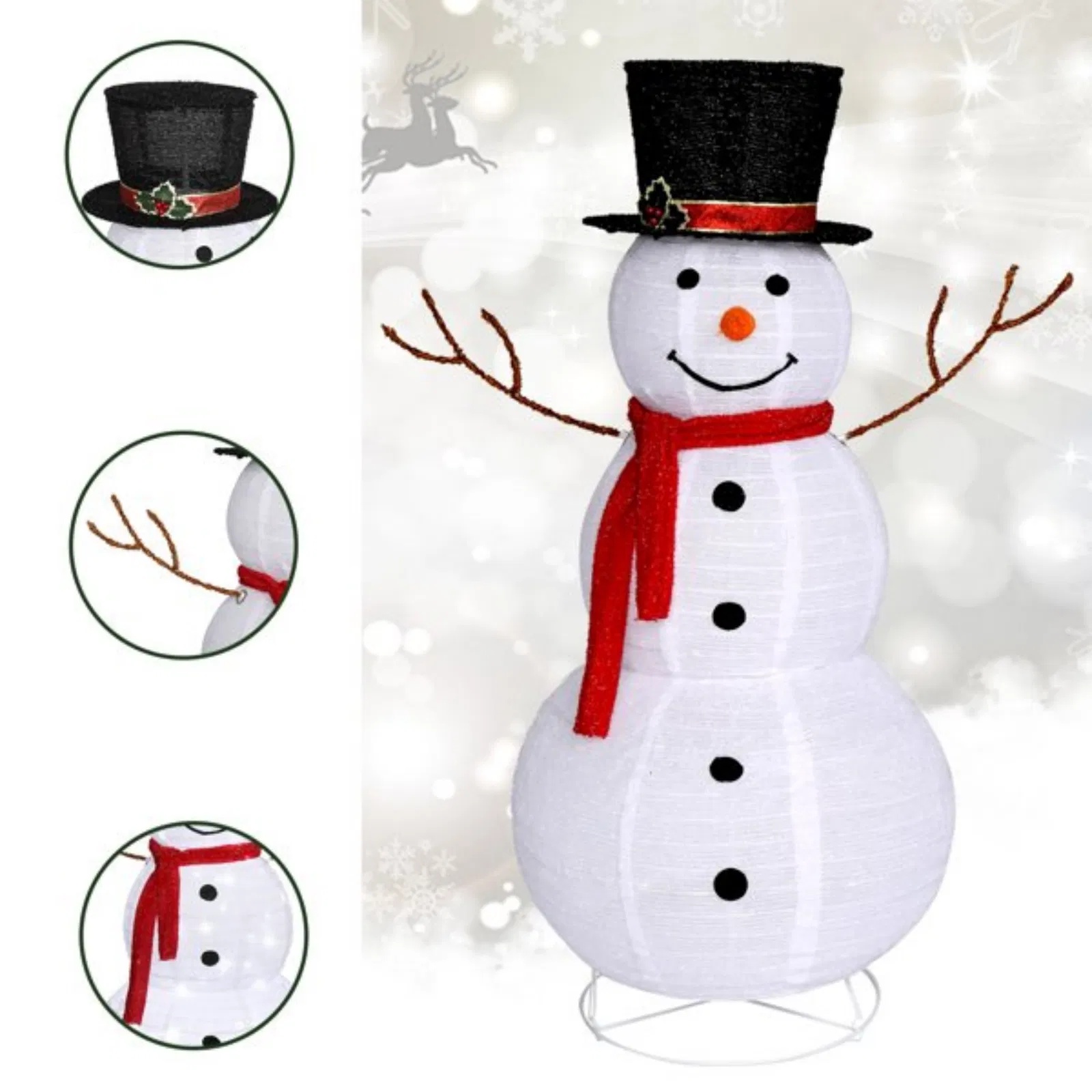 4ft Pre-Lit Christmas Snowman with 120 LED Lights – Indoor & Outdoor Holiday Decor - Image 2