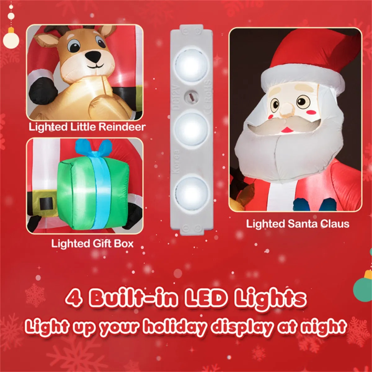 9.5ft Inflatable Sitting Santa with LED Lights – Outdoor Christmas Decor - Image 8