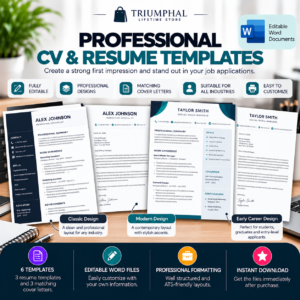 Professional CV & Resume Templates | 6 Editable Word Documents