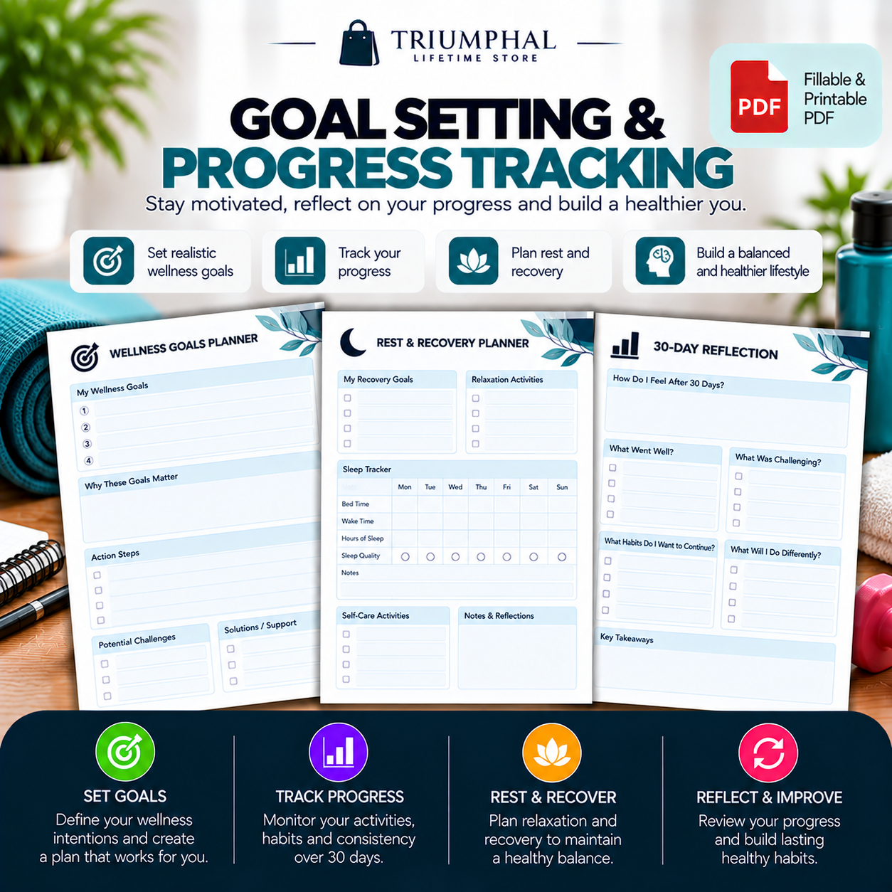 30-Day Fitness & Wellness Planner | Fillable & Printable PDF - Image 3
