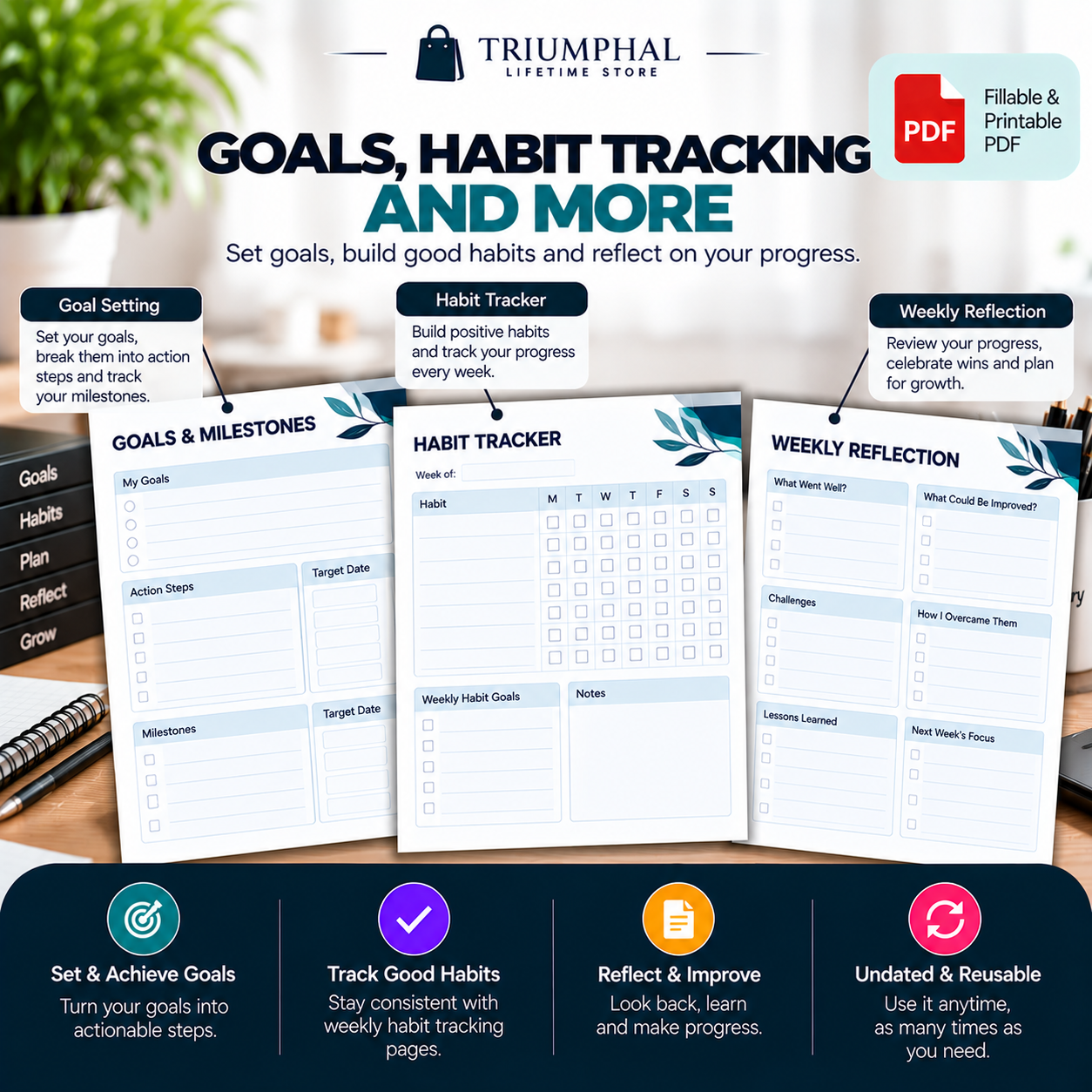 Daily & Weekly Productivity Planner | Fillable & Printable PDF - Image 3