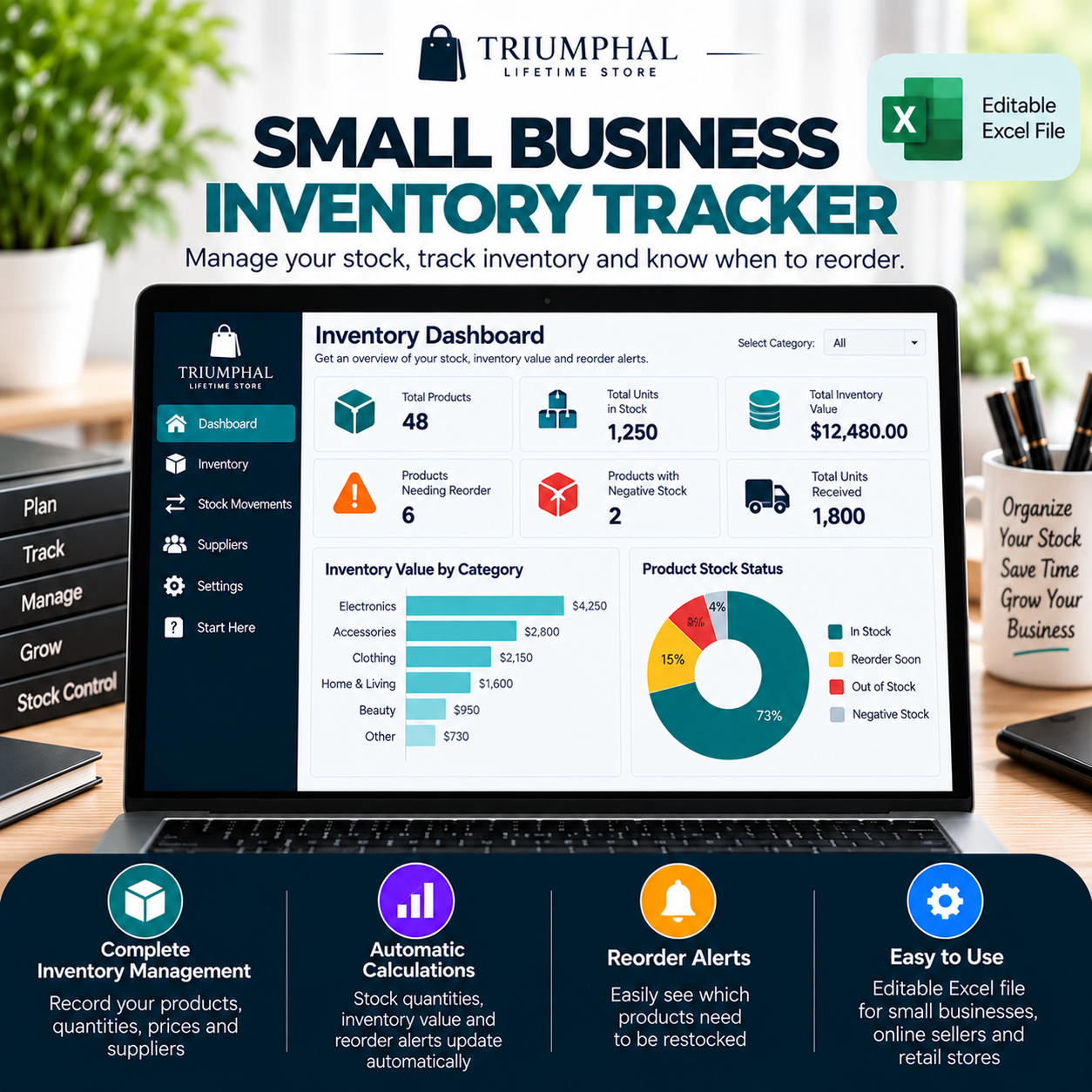 Small Business Inventory Tracker | Excel Stock Management Template