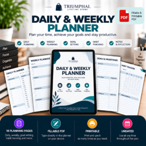 Daily & Weekly Productivity Planner | Fillable & Printable PDF